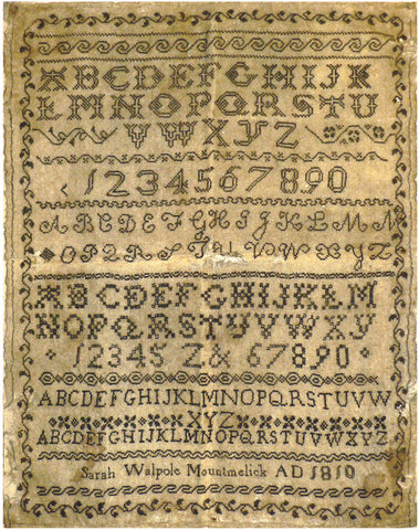 Sarah Walpole 1810 Reproduction Sampler - StitchyBox Samplers Cross Stitch Chart